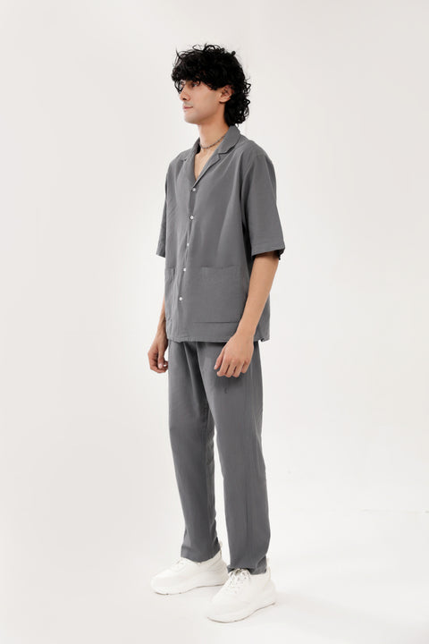 BAGGY FIT RESORT COLLAR LINEN SHIRT