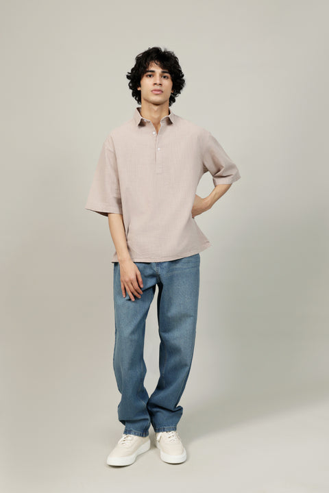 BAGGY FIT TEXTURED POLO SHIRT