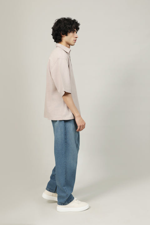 BAGGY FIT TEXTURED POLO SHIRT