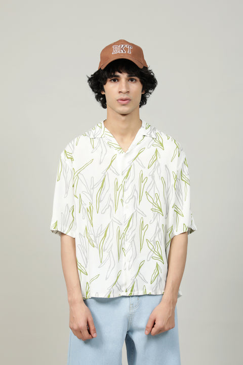 BAGGY FIT RESORT COLLAR PRINTED SHIRT