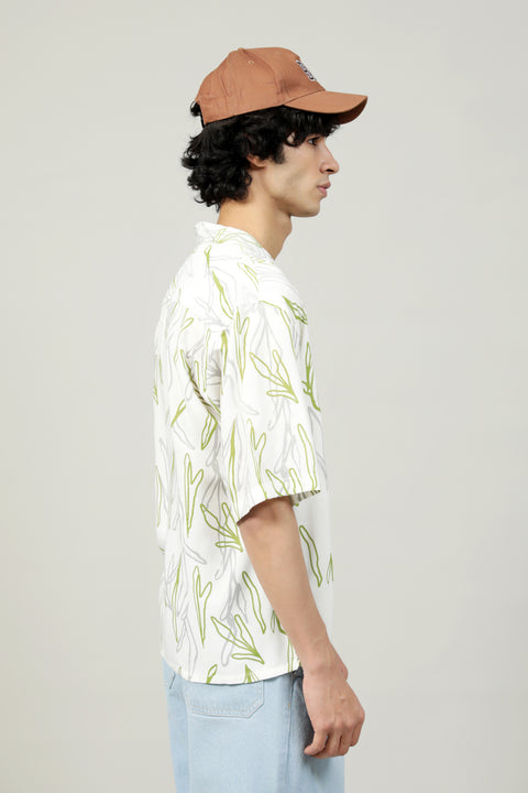 BAGGY FIT RESORT COLLAR PRINTED SHIRT