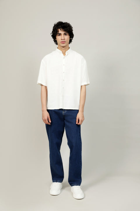 BOXY FIT BUTTON DOWN JACQUARD SHIRT
