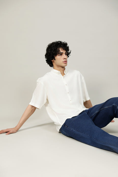 BOXY FIT BUTTON DOWN JACQUARD SHIRT