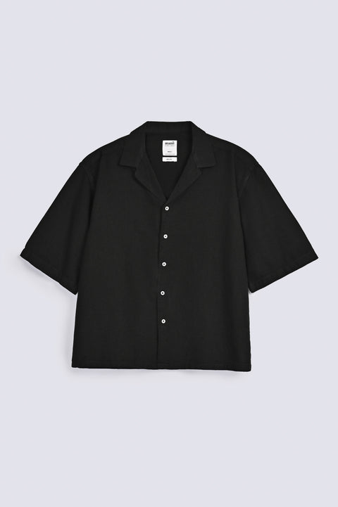 BOXY FIT RESORT COLLAR LINEN SHIRT