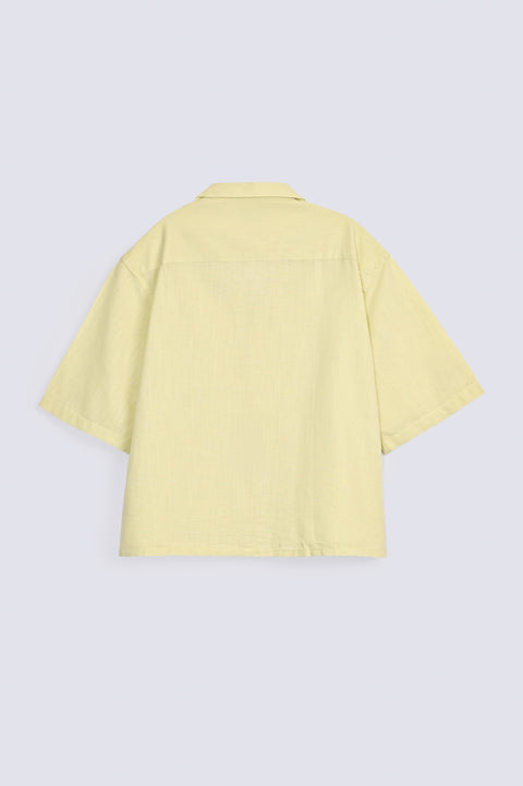 BOXY FIT RESORT COLLAR LINEN SHIRT