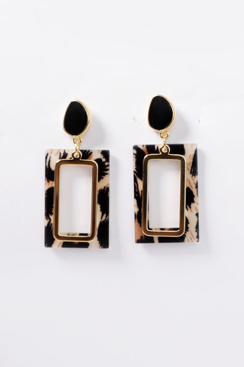 TORTOISE ACRYLIC DANGLE EARRINGS