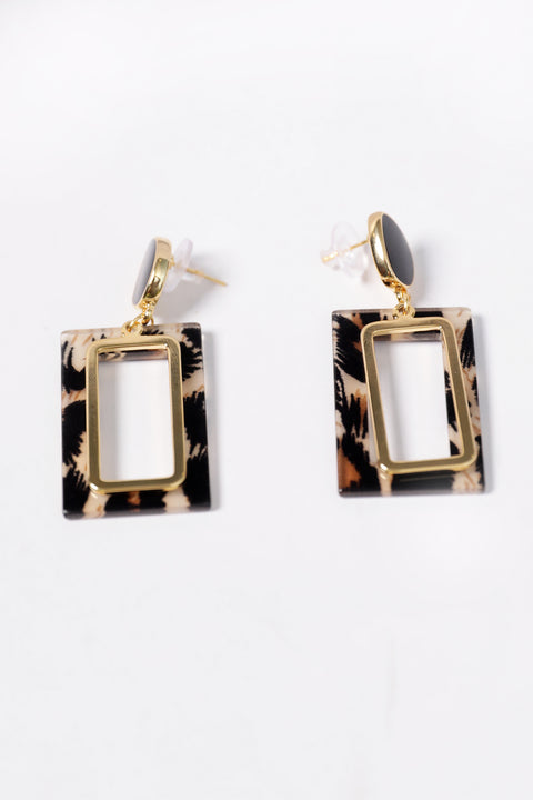 TORTOISE ACRYLIC DANGLE EARRINGS