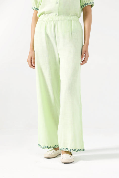 EMBROIDERED WIDE LEG TROUSERS
