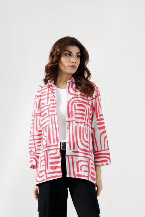 PRINTED BUTTON DOWN SHIRT