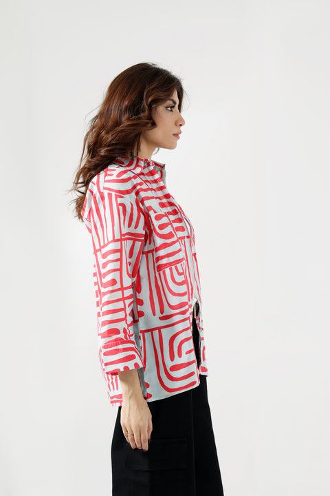 PRINTED BUTTON DOWN SHIRT