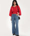 JACQUARD TOP WITH SMOCKING DETAIL