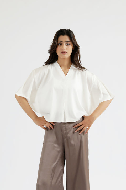 V-NECK TOP WITH SLEEVE DETAIL