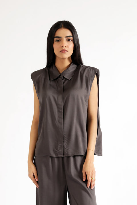 SLEEVELESS SILK TOP