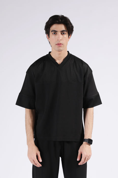 BOXY FIT CONTRAST PANEL GRAPHIC TEE