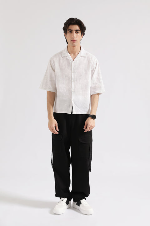 BOXY FIT RESORT COLLAR CHECK SHIRT