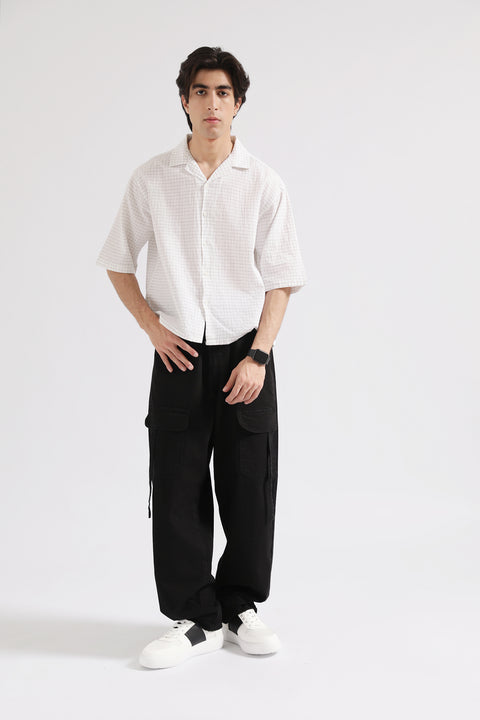BOXY FIT RESORT COLLAR CHECK SHIRT