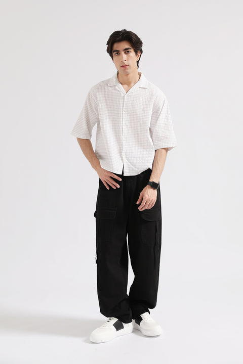 BOXY FIT RESORT COLLAR CHECK SHIRT