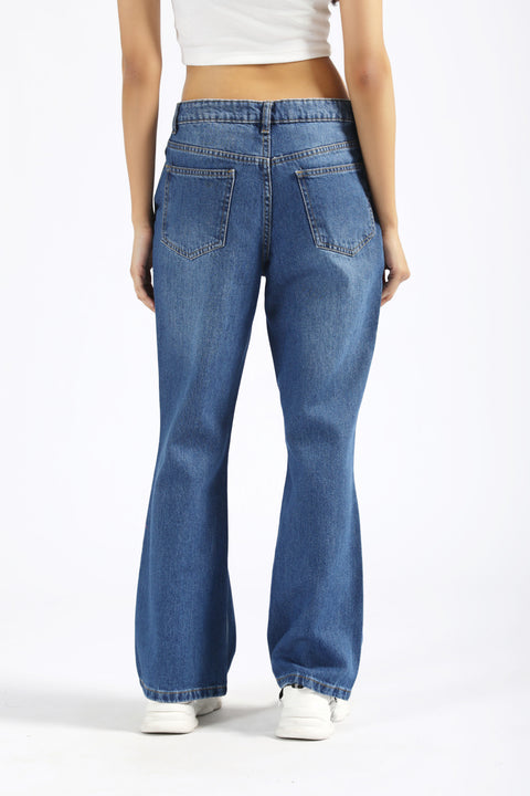PANELLED FLARED FIT DENIM