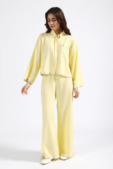 EMBROIDERED WIDE LEG PANTS