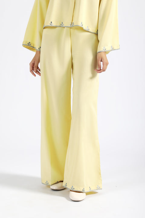 EMBROIDERED WIDE LEG PANTS