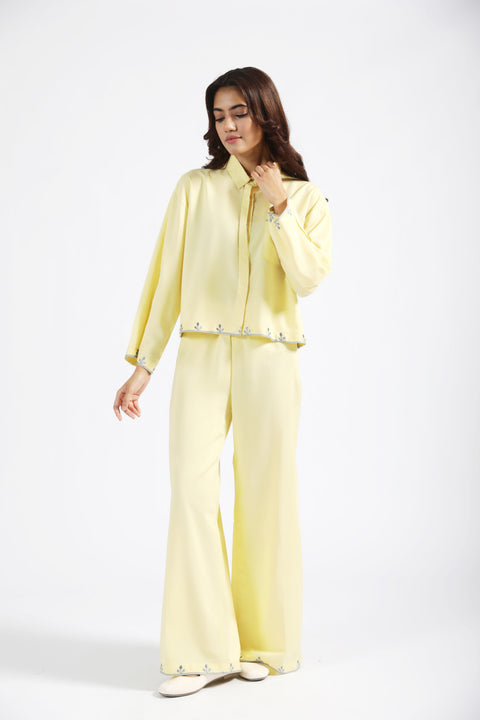 EMBROIDERED WIDE LEG PANTS