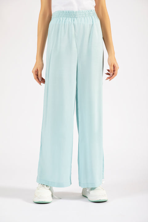 LINEN WIDE LEG TROUSERS WITH SLIT DETAIL