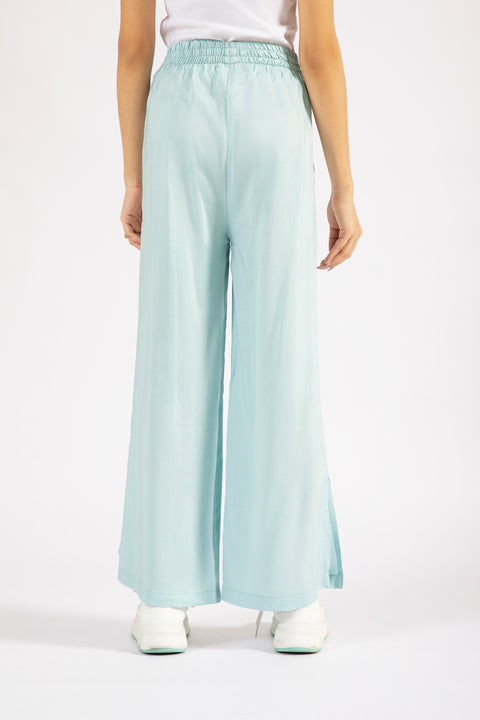 LINEN WIDE LEG TROUSERS WITH SLIT DETAIL