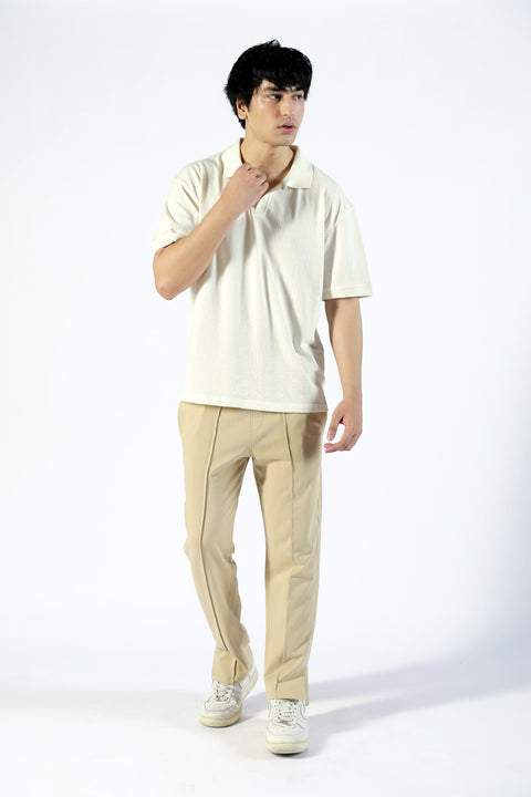 BAGGY FIT TEXTURED JOHNNY COLLAR POLO