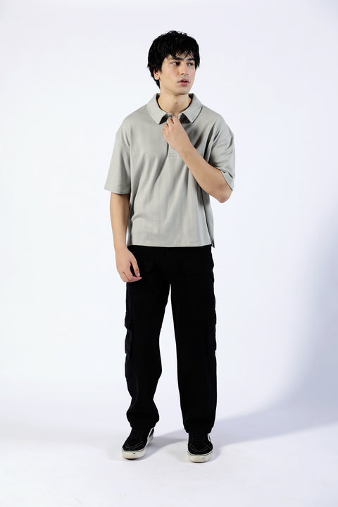 BOXY FIT TEXTUTRED POLO