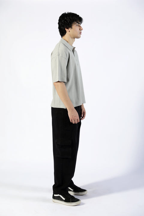BOXY FIT TEXTUTRED POLO