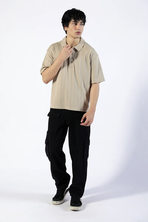 BOXY FIT TEXTUTRED POLO