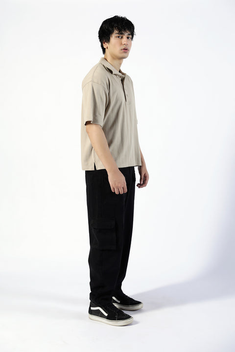 BOXY FIT TEXTUTRED POLO