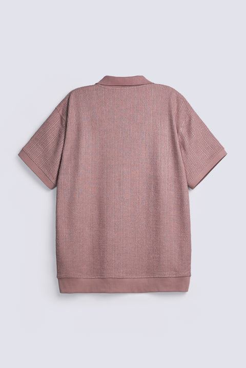 BAGGY FIT TEXTURED JOHNNY COLLAR POLO