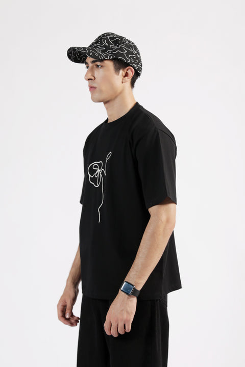 DROP SHOULDER EMBROIDERED TEE