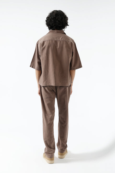 BOXY FIT RESORT COLLAR LINEN SHIRT
