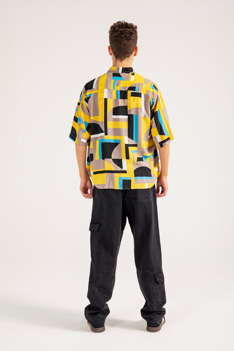 BAGGY FIT RESORT COLLAR PRINTED SHIRT