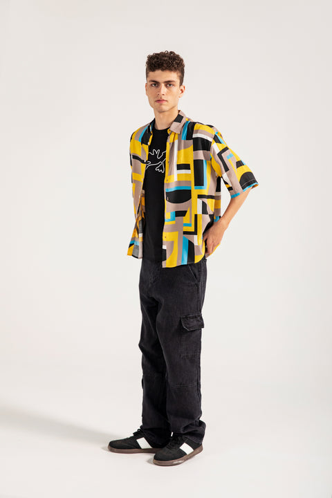 BAGGY FIT RESORT COLLAR PRINTED SHIRT