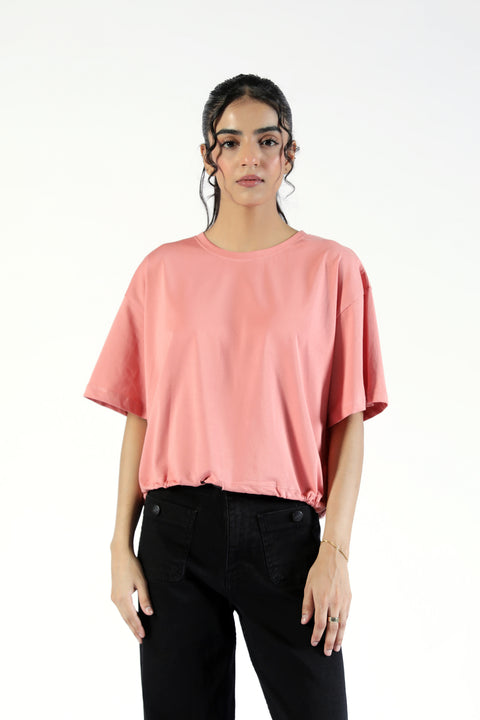CROPPED TEE WITH HEM DETAILS