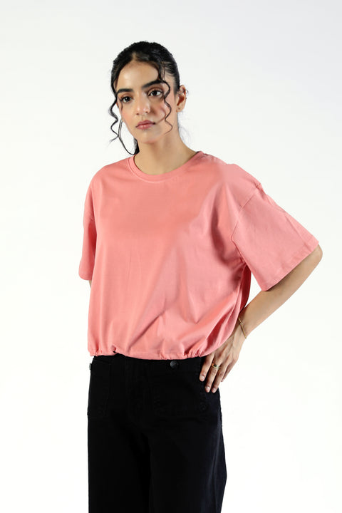 CROPPED TEE WITH HEM DETAILS