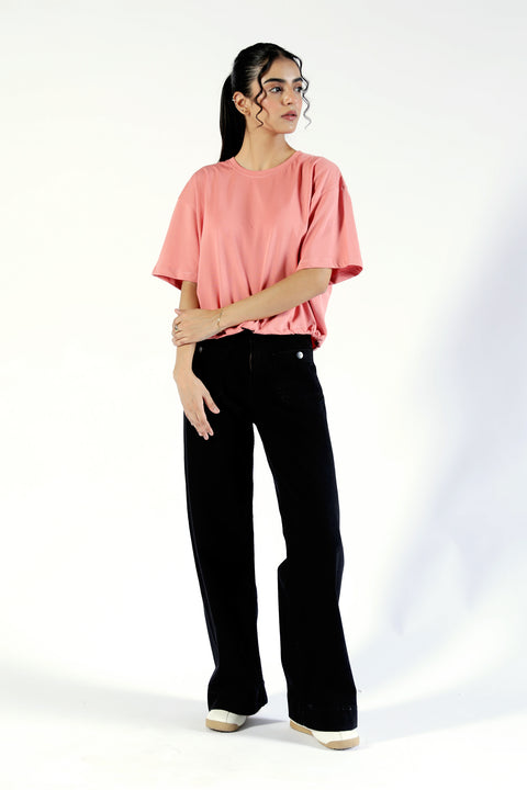 CROPPED TEE WITH HEM DETAILS