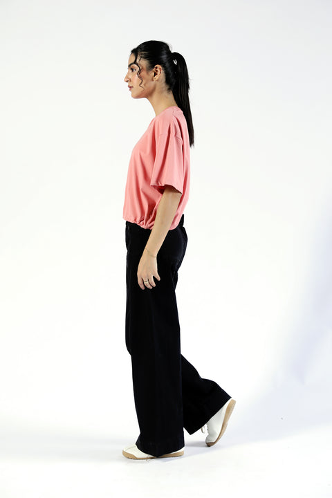 CROPPED TEE WITH HEM DETAILS