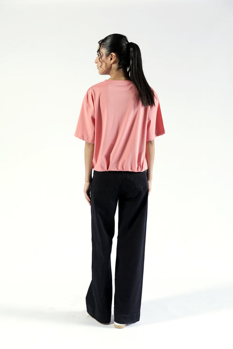 CROPPED TEE WITH HEM DETAILS