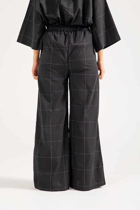 CHECKERED WIDE LEG TROUSERS