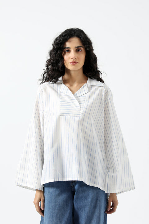 STRIPED SHIRT WITH COLLAR DETAIL