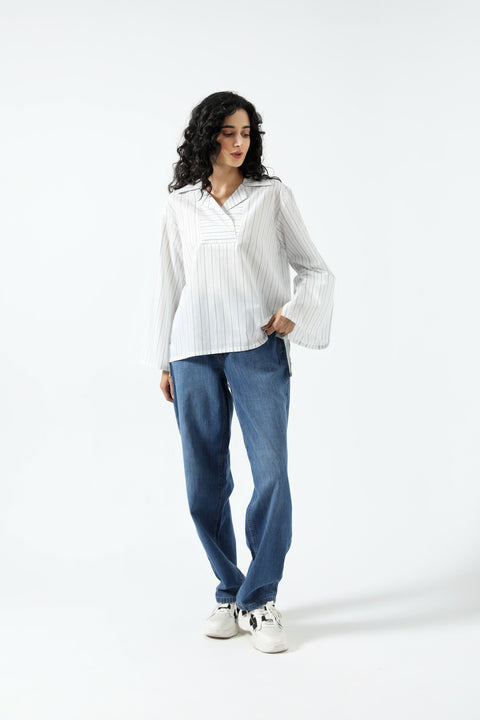 STRIPED SHIRT WITH COLLAR DETAIL