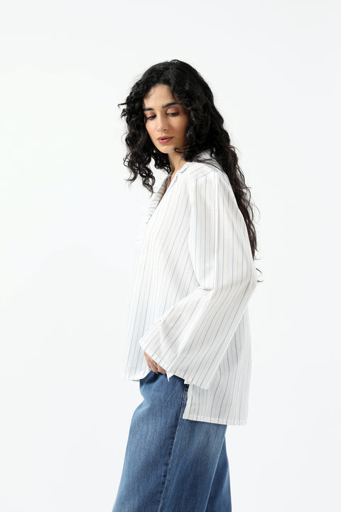 STRIPED SHIRT WITH COLLAR DETAIL