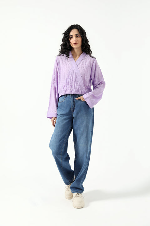 CROPPED TOP WITH GATHERS HEM