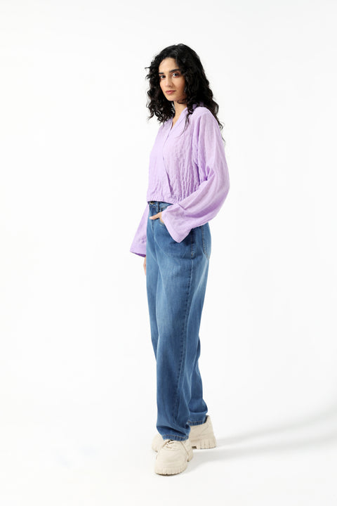 CROPPED TOP WITH GATHERS HEM