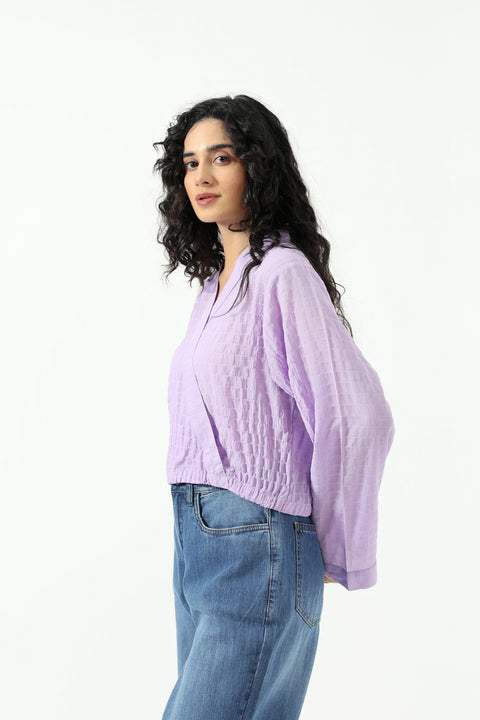 CROPPED TOP WITH GATHERS HEM