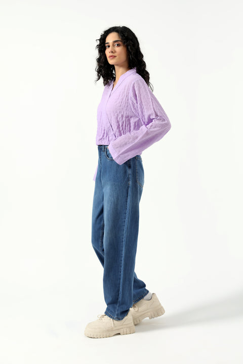 CROPPED TOP WITH GATHERS HEM